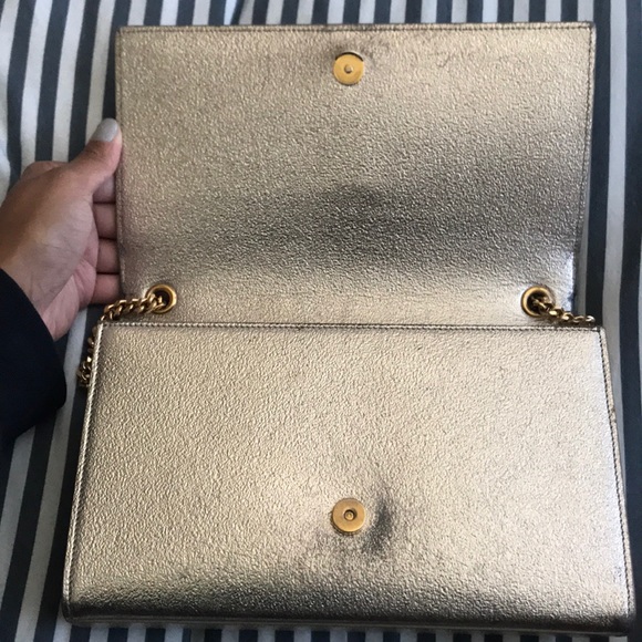 YSL Gold+Silver Leather Monogramme Satchel - Picture 7 of 9
